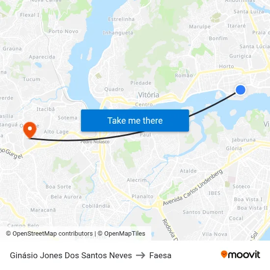 Ginásio Jones Dos Santos Neves to Faesa map