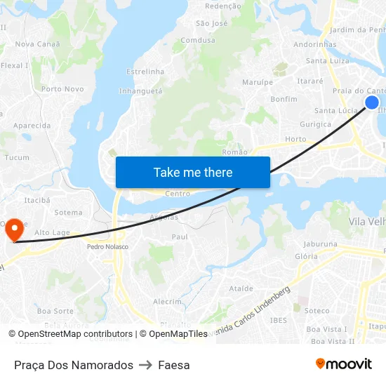 Praça Dos Namorados to Faesa map