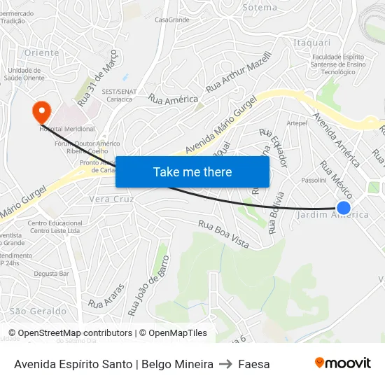 Avenida Espírito Santo | Belgo Mineira to Faesa map