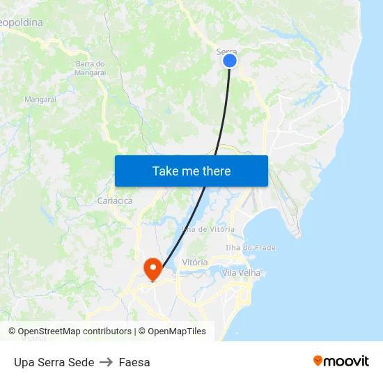 Upa Serra Sede to Faesa map