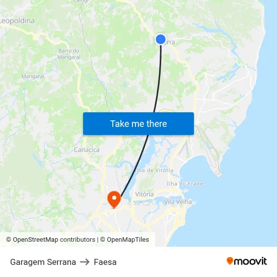 Garagem Serrana to Faesa map