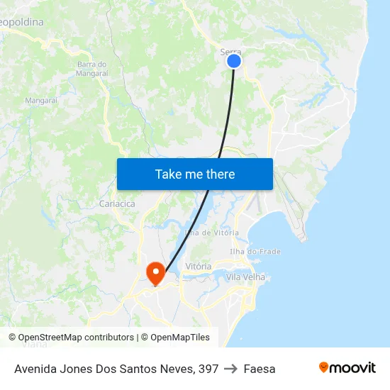 Avenida Jones Dos Santos Neves, 397 to Faesa map