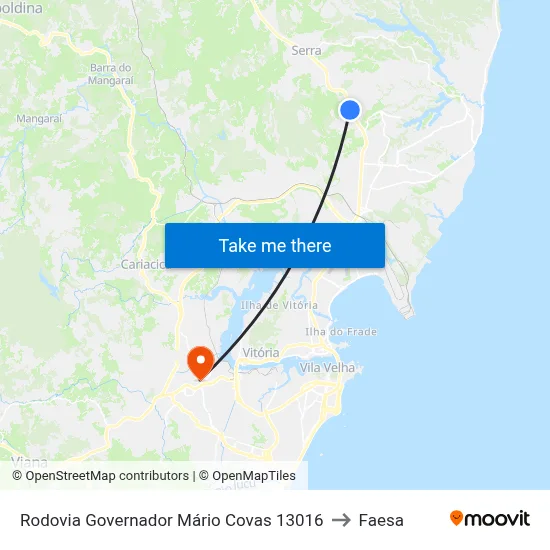 Rodovia Governador Mário Covas 13016 to Faesa map