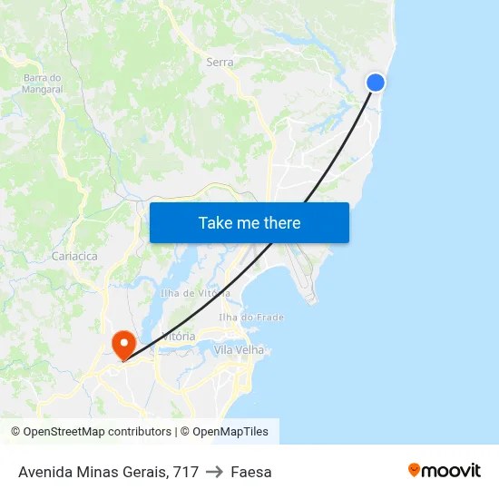 Avenida Minas Gerais, 717 to Faesa map