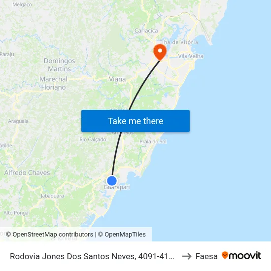 Rodovia Jones Dos Santos Neves, 4091-4183 to Faesa map