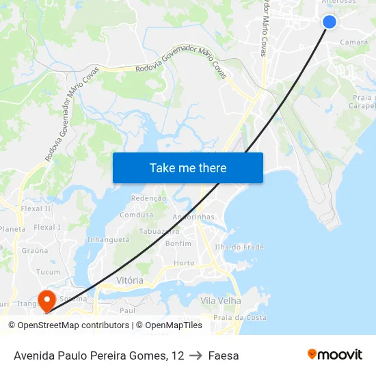 Avenida Paulo Pereira Gomes, 12 to Faesa map