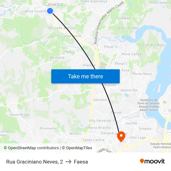 Rua Graciniano Neves, 2 to Faesa map