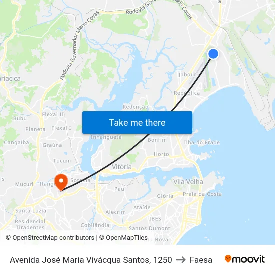 Avenida José Maria Vivácqua Santos, 1250 to Faesa map
