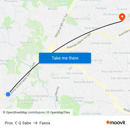 Prox. C Q Sabe to Faesa map