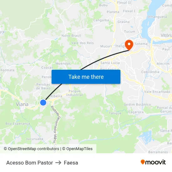 Acesso Bom Pastor to Faesa map