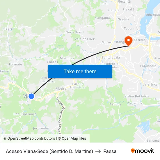 Acesso Viana-Sede (Sentido D. Martins) to Faesa map