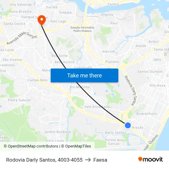 Rodovia Darly Santos, 4003-4055 to Faesa map