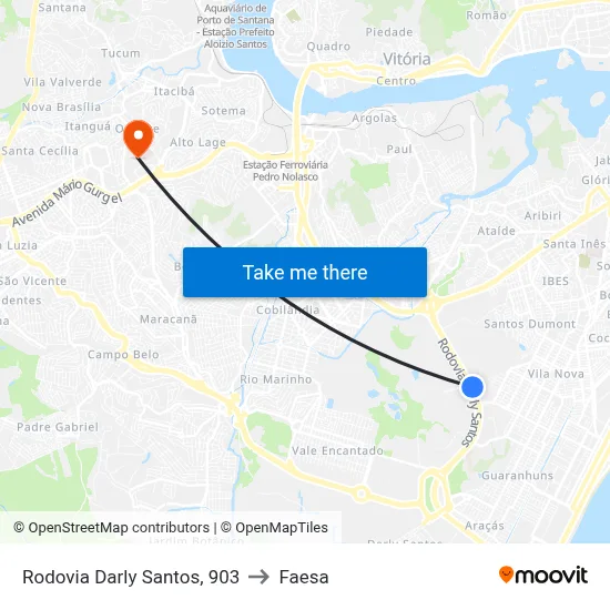 Rodovia Darly Santos, 903 to Faesa map