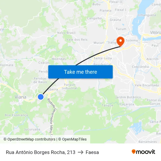 Rua Antônio Borges Rocha, 213 to Faesa map