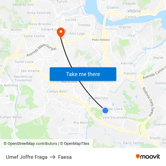 Umef Joffre Fraga to Faesa map