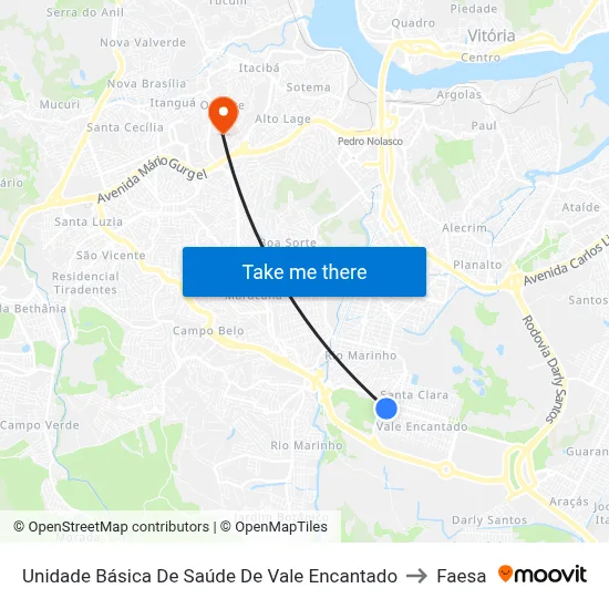Unidade Básica De Saúde De Vale Encantado to Faesa map