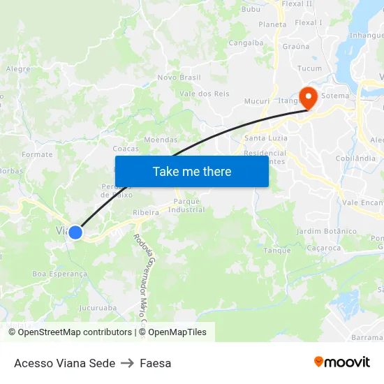 Acesso Viana Sede to Faesa map