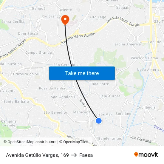 Avenida Getúlio Vargas, 169 to Faesa map