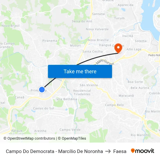 Campo Do Democrata - Marcílio De Noronha to Faesa map