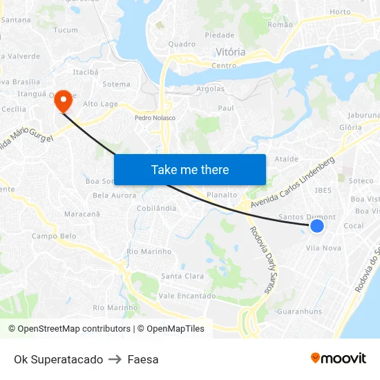 Ok Superatacado to Faesa map