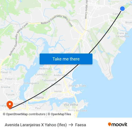 Avenida Laranjeiras X Yahoo (Ifes) to Faesa map