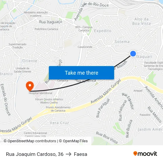 Rua Joaquim Cardoso, 36 to Faesa map