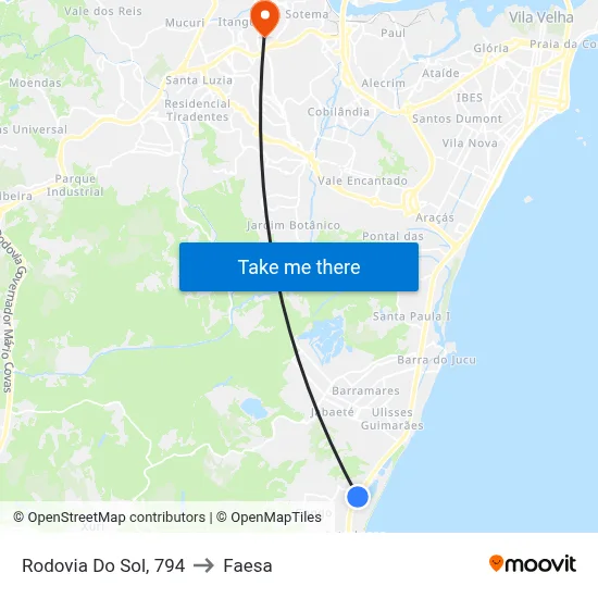 Rodovia Do Sol, 794 to Faesa map