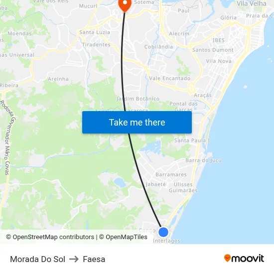 Morada Do Sol to Faesa map