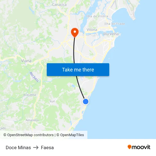 Doce Minas to Faesa map
