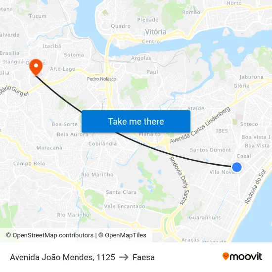 Avenida João Mendes, 1125 to Faesa map