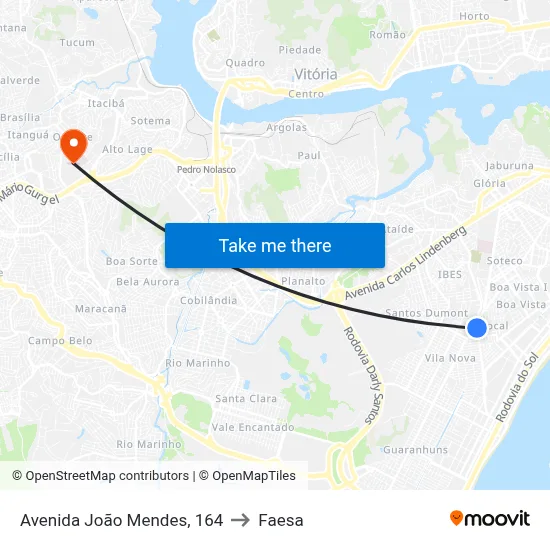 Avenida João Mendes, 164 to Faesa map