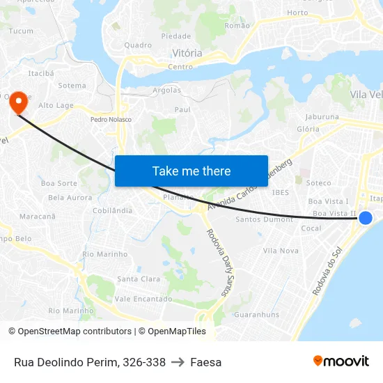 Rua Deolindo Perim, 326-338 to Faesa map