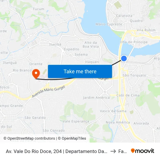Av. Vale Do Rio Doce, 204 | Departamento Da Polícia Federal to Faesa map