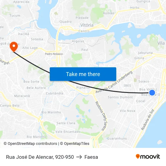 Rua José De Alencar, 920-950 to Faesa map