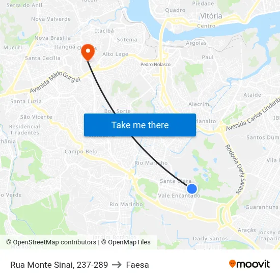 Rua Monte Sinai, 237-289 to Faesa map