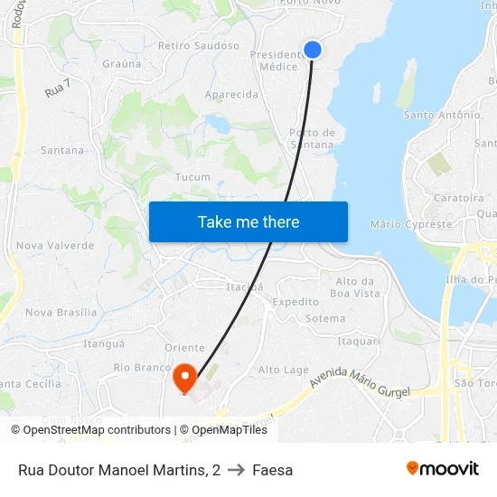 Rua Doutor Manoel Martins, 2 to Faesa map