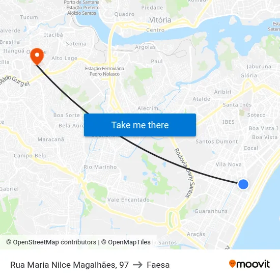 Rua Maria Nilce Magalhães, 97 to Faesa map