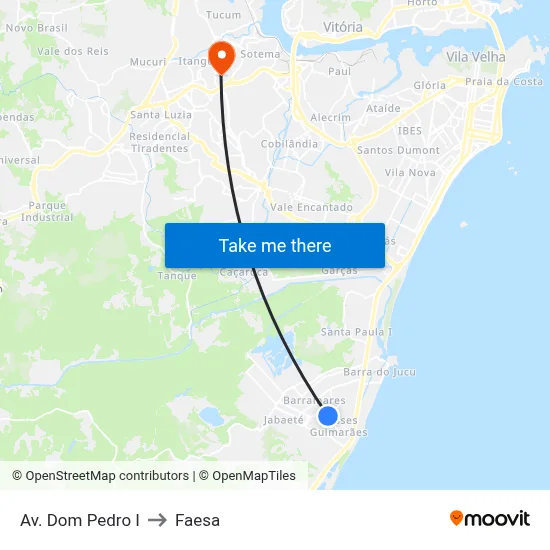 Av. Dom Pedro I to Faesa map