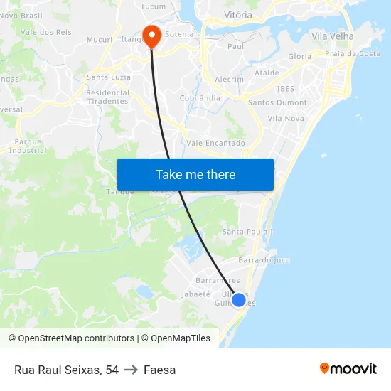 Rua Raul Seixas, 54 to Faesa map