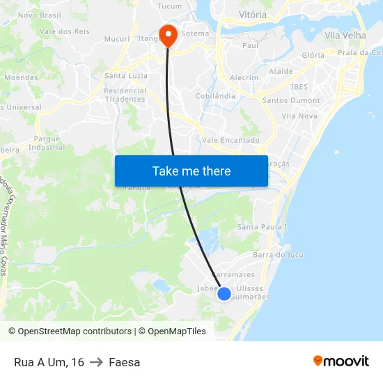 Rua A Um, 16 to Faesa map