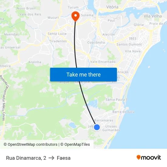 Rua Dinamarca, 2 to Faesa map