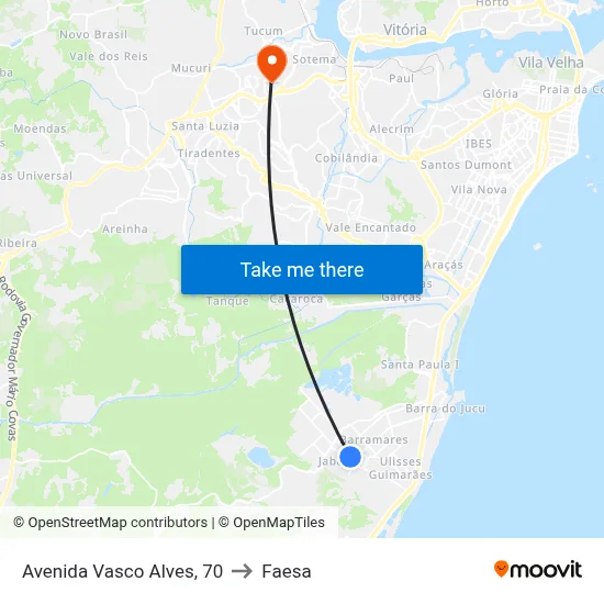 Avenida Vasco Alves, 70 to Faesa map