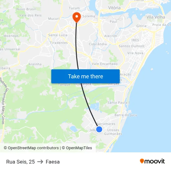 Rua Seis, 25 to Faesa map