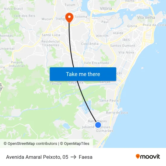 Avenida Amaral Peixoto, 05 to Faesa map