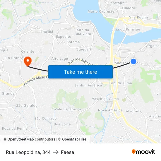Rua Leopoldina, 344 to Faesa map