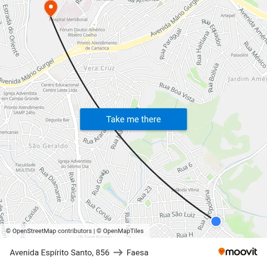 Avenida Espírito Santo, 856 to Faesa map