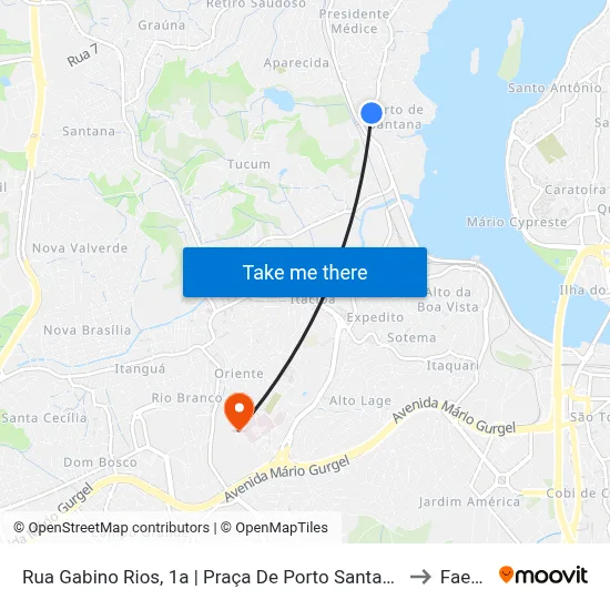 Rua Gabino Rios, 1a | Praça De Porto Santana to Faesa map