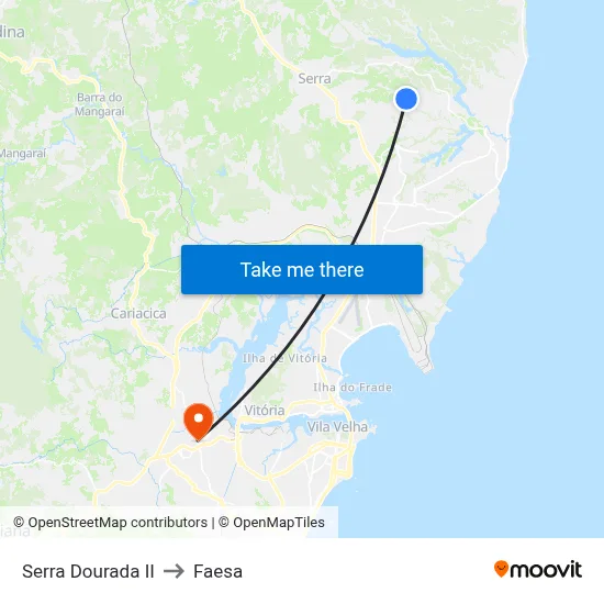 Serra Dourada II to Faesa map