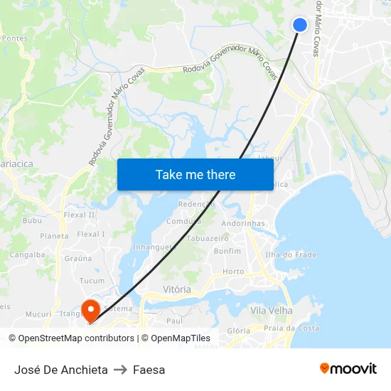 José De Anchieta to Faesa map