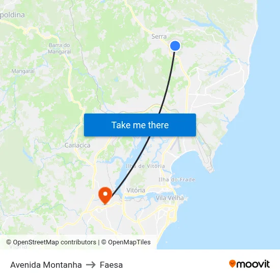 Avenida Montanha to Faesa map